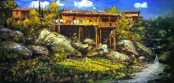 《石上木楼》156x76 cm.jpg