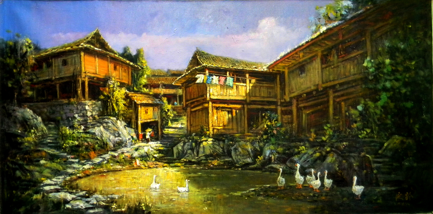 《池塘边》150x75cm.jpg