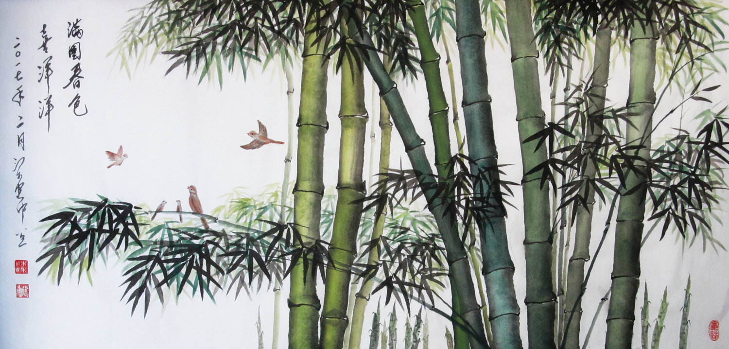 国画《满园春色喜洋洋》(66x138cm).JPG